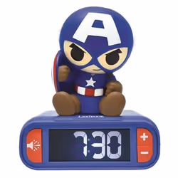 Réveil avec Veilleuse Lumineuse Captain America en 3D
