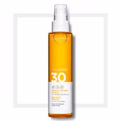 Clarins Huile-en-Brume Solaire Corps UVA/UVB 30 150ml, Huile de protection solaire, Corps, Spray, Nourrissant, Tous types de ...