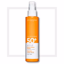 Clarins Lait-en-Spray Solaire Corps UVA/UVB 50+ 150ml, Lotion d’écran solaire, Corps, Bouteille, Hydratant, Tous types de pea ...