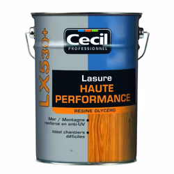 Lasure CECIL LX530 + Glycéro est une lasure haute performance. (Lasure solvantée) Idéal en utilisation en bord de mer et en m ...