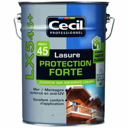 Lasure CECIL Protection Forte LX545 + Lasure pour bois neuf et en rénovation, à forte protection anti-UV pour une utilisation ...