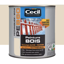 La Peinture Bois Cécil Professionnel PEB60 Ivoire est une peinture de finition glycéro (Alkyde/Siloxane) pour la protection e ...