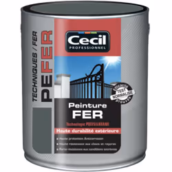 La Peinture Fer Cécil Professionnel PE FER Anthracite est une peinture laque antirouille pour la protection et la décoration  ...