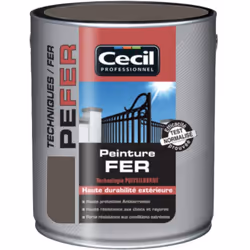 La Peinture Fer Cécil Professionnel PE FER Brun foncé est une peinture laque antirouille pour la protection et la décoration ...