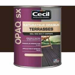 Le Saturateur Terrasses Cécil OPAQ SX Wengé est un saturateur qui permet de masquer les défauts du bois et d'uniformiser son ...