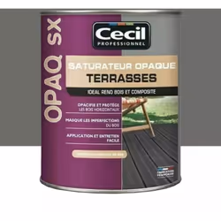 Le Saturateur Terrasses Cécil OPAQ SX Bois grisé est un saturateur qui permet de masquer les défauts du bois et d'uniformiser ...
