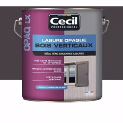 La Lasure opaque Cécil OPAQ LX Ardoise est une lasure opaque destinée à protéger et opacifier tous les bois verticaux intérie ...
