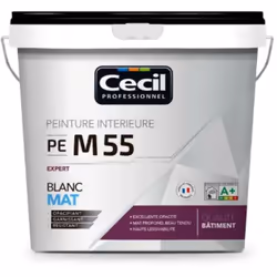 La Peinture mat CÉCIL PE M55 Blanc est un blanc intérieur aspect mat idéal pour allier finition parfaite et résistance.
