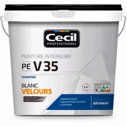 La Peinture velours CÉCIL PE V35 Blanc 15L est une peinture professionnelle blanc aspect velours pour les chantiers soignés e ...
