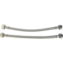 Ayor - Lot de 2 flexibles sanitaires - Raccord 2 écrous tournants 1/2' - l = 500mm DN8 - chrome