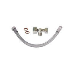 Kit Robinet D'Arrêt Wc + Flexible + Joint Laiton Nickelé - Sans Marque