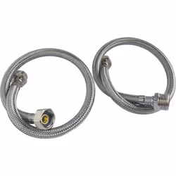 SOMATHERM FOR YOU - Lot de 2 Flexibles sanitaires raccordement droit Mâle 15/21 (1/2') - écrou tournant droit Femelle 15/21 ( ...