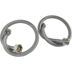 Lot de 2 flexibles sanitaires - Mâle 1/2" écrou tournant 1/2" - L = 300mm - DN8