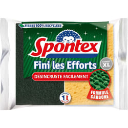 Spontex Éponges récurantes grattantes - Lot de 2 avec face renforcée au carbone pour un nettoyage puissant