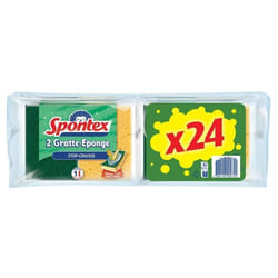 SPONTEX Lot de 12 packs de 2 Gratte-Eponge Stop-Graisse - 24 éponges