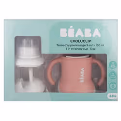 Béaba Evoluclip Tasse d'Apprentissage 3 en 1 4 Mois et + - Couleur : Rose
