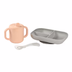 BEABA 913527, Toddler dinner set, Gris, Rose, Silicone, Garçon/Fille