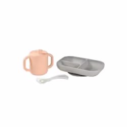 BEABA 913527, Toddler dinner set, Gris, Rose, Silicone, Garçon/Fille