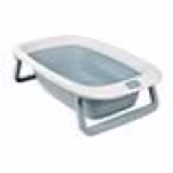 BÉABA - Baignoire Pliable bébé - Ultra Compacte - Pieds antidérapants - Bouchon de vidange - Eazy Pop CaméléO - 29L - Bleu
