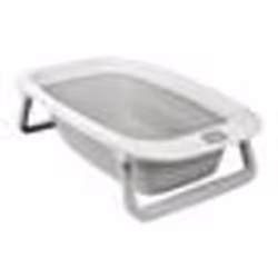 BÉABA - Baignoire Pliable bébé - Ultra Compacte - Pieds antidérapants - Bouchon de vidange - Eazy Pop CaméléO - 29L - Gris
