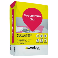 Ragréage fibré autolissant de sols (P4R FIBRE) WEBER.NIV DUR - Sac de 25 Kg