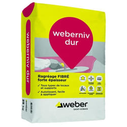 Ragréage fibré autolissant de sols (P4R FIBRE) WEBER.NIV DUR - Sac de 25 Kg