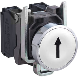 Schneider Electric - Harmony bouton-poussoir blanc Ø22 retour ressort encastré blanc flèche haut 1NO - XB4BA3341