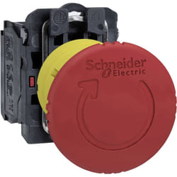 Schneider Electric - XB5AS8442 Bouton d'arrêt d'urgence collerette métal, avec arrêt d'urgence, rond, réinitialisable, verrouillable 120 v/ac 6 a 1