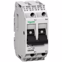Disjoncteur pour circuit de commande moteur 2P 1A - Schneider GB2DB06 Les disjoncteurs de la gamme GB2DB sont utilisés en ind ...