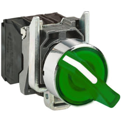 Schneider Electric - Harmony bouton tournant lumineux vert Ø22 à manette 2 positions 24V 1O+1F - XB4BK123B5