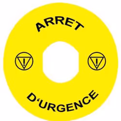 schneider harmony xb4 et xb5 - zby9130t - etiquette circulaire - pour dispositif cadenassable zbz3605 - marquage arret d'urge ...