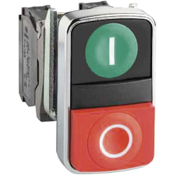 Schneider Electric - ZB4BA7120 Harmony ZB4BA7120 Bouton-poussoir à double touche actionneur plat 2 boutons blanc, noir décrochage par pression 1