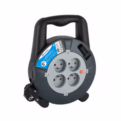 Enrouleur ménager avec disjoncteur - Câble H05VV-F 3G1,5 - 10 / 16 ampères 250V 3200W (déroulé) - 4 prises 2 pôles+terre - 5  ...