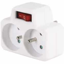 Adaptateur Fiche Multiprise - Electraline - 531192 - 2 Prises 16A - Interrupteur - Blanc