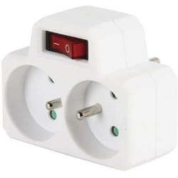 Adaptateur Fiche Multiprise - Electraline - 531192 - 2 Prises 16A - Interrupteur - Blanc