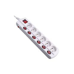Electraline - Bloc 6 prises 2P+T 16A avec interrupteurs individuels