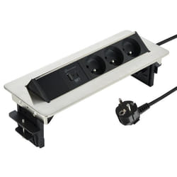 Bloc Multiprise - Electraline - 35445 - 3 Prises 16A - 1 Port USB Type C - 2M Noir