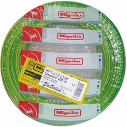 Câble rigide HO7VU - ELECTRALINE - 1x1.5 mm² - Longueur 100 m - Jaune et vert - Monoconducteur