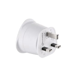 Electraline 70053 Adaptateur de voyage France-Europe vers UK 2 Broches Europe vers 3 Broches Uk White 70053