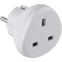 Adaptateur de voyage - Electraline - 70058 - UK vers France/Europe - Protection enfant - Blanc