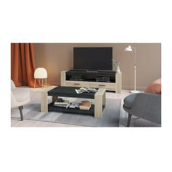 Demeyere - Ensemble salon sheffield composé de : Table basse double plateau supérieur et inférieur + Meuble tv 2 tiroirs