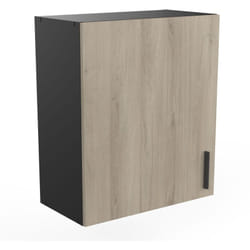 Demeyere - Meuble haut 1 porte 60 cm décor chêne kronberg et noir - korey