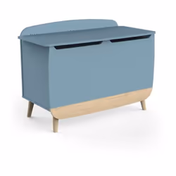 Coffre a jouets en MDF 15mm - STYLE SCANDINAVE - ECO-FRIENDLY : peinture laquée sans métaux lourds - COLORIS : BLEU ORAGE & B ...
