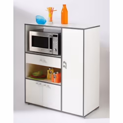 Desserte micro onde 3 portes 1 tiroir - DEMEYERE - BUZZ - Contemporain - Design - Blanc - Cuisine