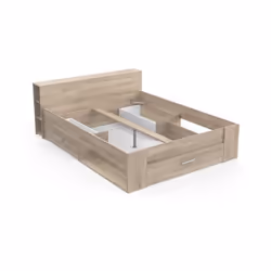 Pour sommier 160 x 200 cm Tete de lit avec étagere sur toute la largeur et 3 niches de chaque côté. Pans latéraux composés d' ...