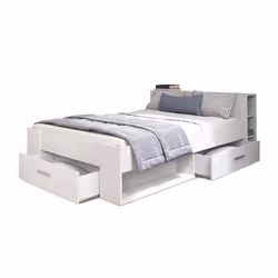 DEMEYERE Lit adulte contemporain blanc perle + tête de lit - l 160 x L 200 cm - OXYGENE