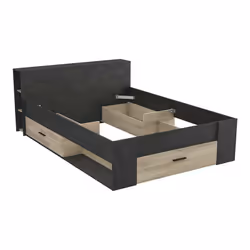 Découvrez le lit 2 personnes 140 x 190 cm Pocket en coloris naturel et noir pour plus de style et de rangement dans votre cha ...