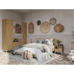 Lit adulte - DEMEYERE - Modèle CRAFT - Chêne et Blanc - 160 x 200 cm