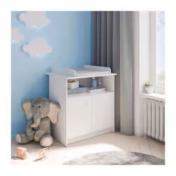 Commode a langer HELICIA 2 portes et une grande niche en panneaux de particules 15 et 18 mm - Dim. du produit monté : 79,6 x  ...
