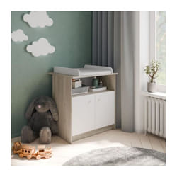 Demeyere - Commode a langer 2 portes, 1 niche - helicia - Blanc mat & Chene kronberg - 79,6 x 70 x 94,4 cm